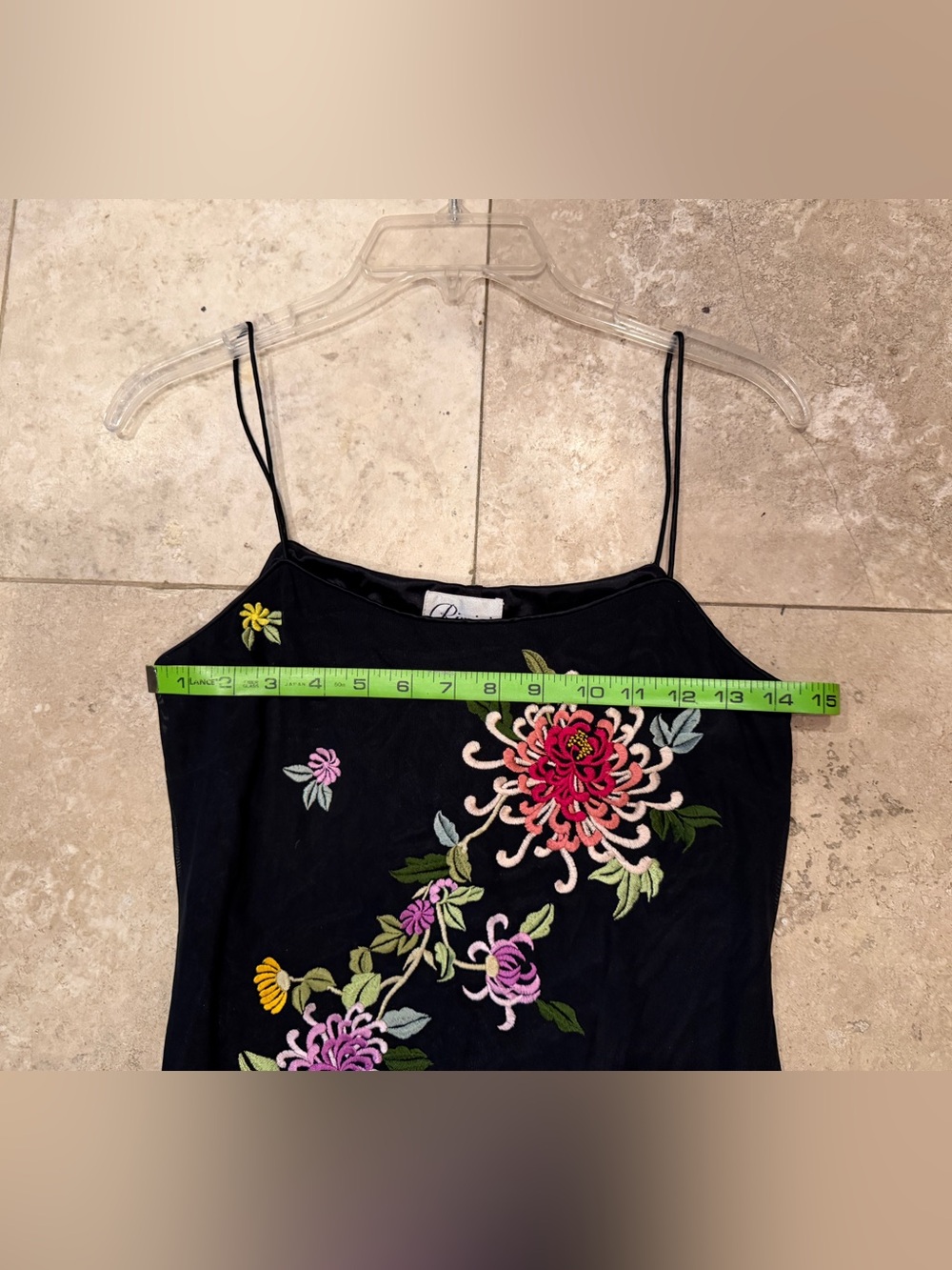 Rimini Black Maxi Dress with Pink & Green Floral Embroidery - Picture 5 of 7